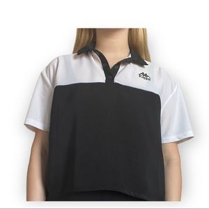 Kappa black and white cropped collared polo